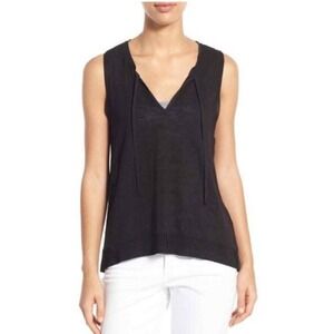 NWT Anthropologie Sanctuary Black Sleeveless Tie Neck Layered Knit Top Capsule M